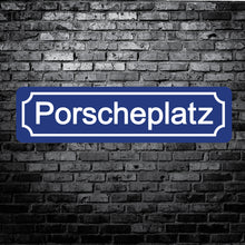 Load image into Gallery viewer, PORSCHEPLATZ or AUTOBAHN STREET SIGN - ZUFFENHAUSEN, STUGGART, FACTORY