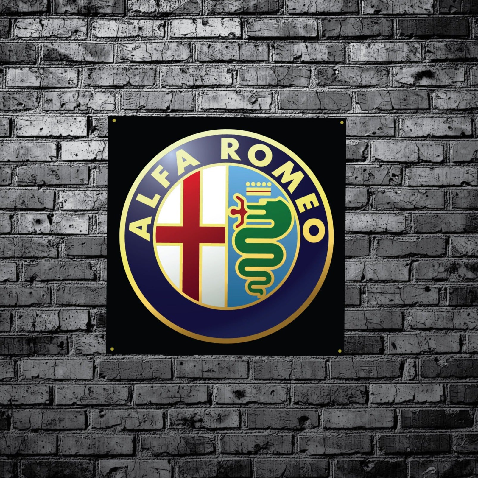 ALFA ROMEO CLASSIC CREST LOGO - GARAGE BANNER – The Banner Garage