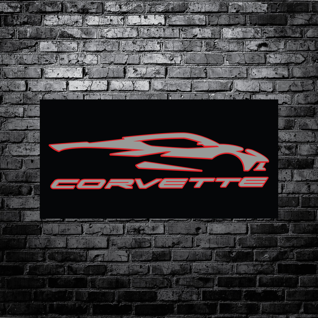 CORVETTE OUTLINE - GARAGE BANNER