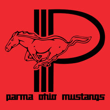 Load image into Gallery viewer, PARMA OHIO MUSTANGS LOGO &quot;PULLOVER&quot; HOODIE (BLACK, RED OR ASH GREY)
